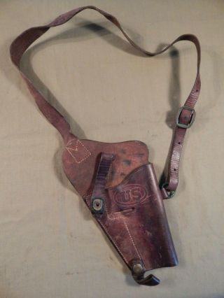 Wwii U.  S.  Army, .  45 Cal,  M1911a1 Automatic Pistol Brown Leather Shoulder Holster