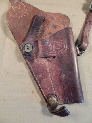 WWII U.  S.  Army, .  45 CAL,  M1911A1 Automatic Pistol Brown Leather Shoulder Holster 2