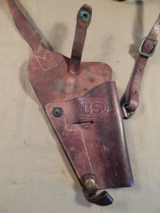 WWII U.  S.  Army, .  45 CAL,  M1911A1 Automatic Pistol Brown Leather Shoulder Holster 3