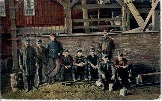 Pa Anthracite Coal Mining Region Miners Lunch Hour Posed Outside Mine
