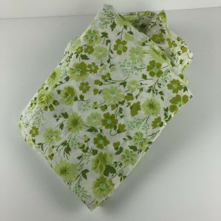 Vintage Sears Full Flat & Fitted Sheet Perma - Prest Muslin Double Green Floral