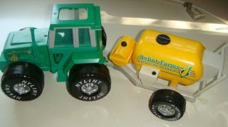 Vintage Nylint Farms Tractor With Trailer Metal