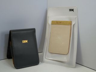 1970s Ibm Think Notepad Memo Pad Leather Cover With White Pocket Protector 2 Fl