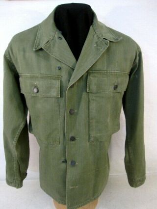 Wwii Us Army Od7 Hbt Herring Bone Twill 3rd Pattern Combat Jacket Shirt 36r 3