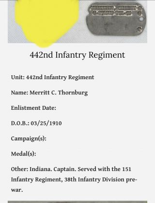 Wwii Dog Tag 442nd Infantry Regiment Officer 38th Infantry Division