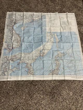 1945 Wwii Us Army Air Force Silk Escape Map Japan & South China Sea Great Cond