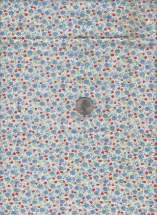 Vintage Feedsack Blue Red Small Floral Feed Sack Quilt Sewing Fabric 30 " X 20 "