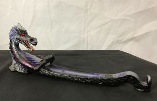 Purple And Grey Dragon Insense Holder W/ Clear Red Eyes -