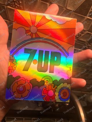 Rare 7up Seven Up Soda 5.  5”x4” Psychedelic Advertising Vtg Holo Decal Peter Maxx