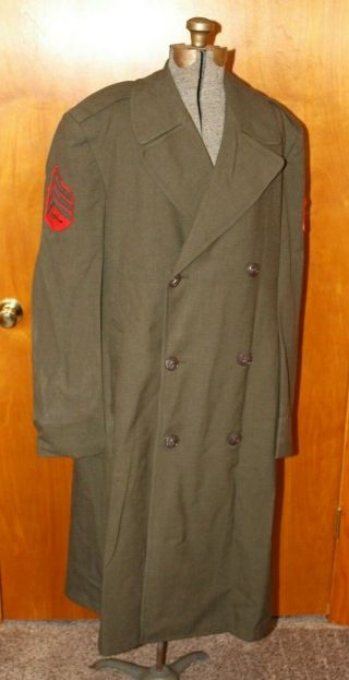 Wwii 1940s Usmc Marine Corps Long Overcoat Ww2 Coat Jacket Wool