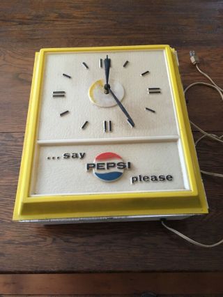 Vintage Pepsi - Cola Clock " Say Pepsi Please” 16 X 13 X 5 1950 