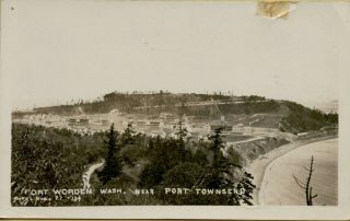 1912 Air Aerial View Fort Worden Port Townsend Wa Real Photo Rppc Postcard B50