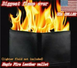 Magic Trick Fire Flaming Wallet Leather Close Up Novelty Cigarette Lighter Flame