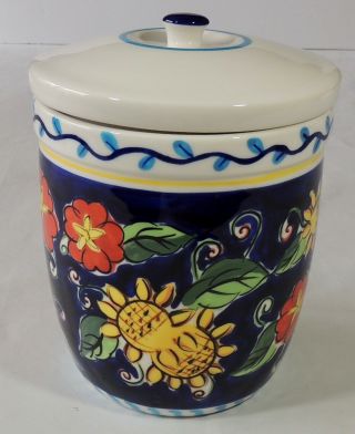 2002 Starbucks Barista Floral Flower Coffee Tea Canister With Lid & Seal