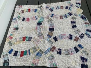 Vintage Hand Quilted Wedding Ring Pattern Cutter Quilt Piece