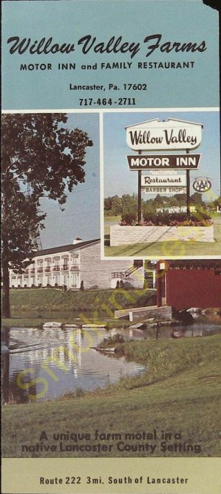 Vintage Brochure Willow Valley Farms Motor Inn & Family Restaurant Lancaster Pa