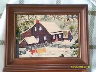 Vintage Grandma Moses Framed Print " The Checkerboard House "