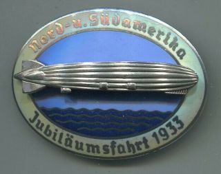 German Pre Wwii 1933 Nord – U Sudamerika Jubilaumsfahrt Zeppelin Badge