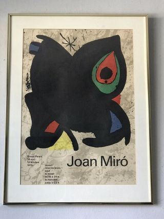 Joan Miro Exhibition Lithograph Poster “74 Vintage Modern Abstract Expressionist