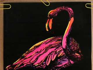 Vintage Poster Black light Velvet Flamingo 1970’s Hess Shop Pin Up 2