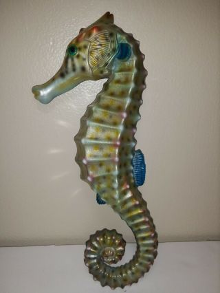 Vintage Plastic Seahorse Wall Plaque Multicolored Decor 9 " In Height