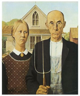 American Gothic 1930 Wood Famous Classical Great Art Painting Poster Print 24x36