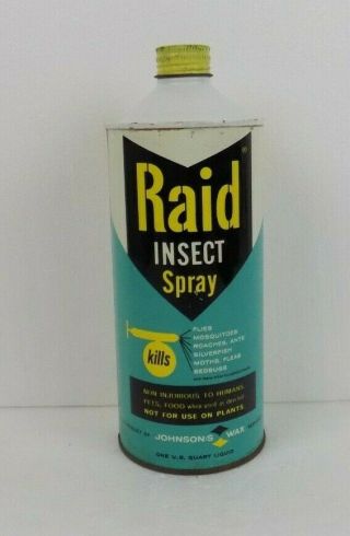 Vintage Raid Insect Spray - One Quart Can - S.  C.  Johnson & Son