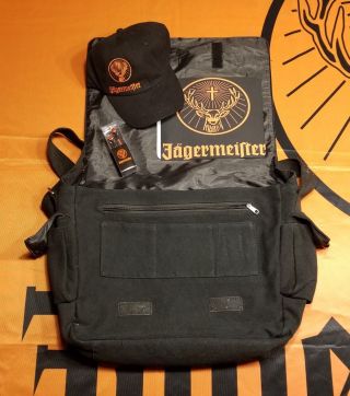 Jägermeister 15.  6 " Sturdy Laptop Bag With Mouse Pad,  Adjustable Hat,  & Ear Buds