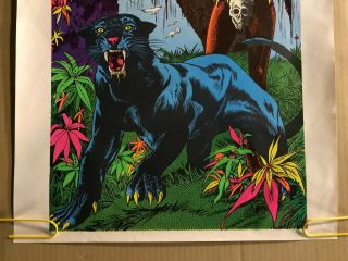 Vintage Blacklight Poster Woman & Panther 1970’s Afro Psychedelic Pinup 3