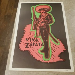 Rare Vintage 1972 Viva Zapata Poster Black Light Poster 17.  5 " X11.  5 ".