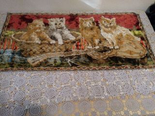 Vintage Cat Kitten Tapestry Wall Rug Hanging 38 " X 18.  5 " Feline Lovers Decor :)