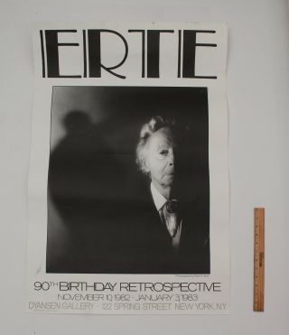 Rare 1982 Hand Signed Erte 90th Birthday Party Robert Farber Photo Lithograph Nr