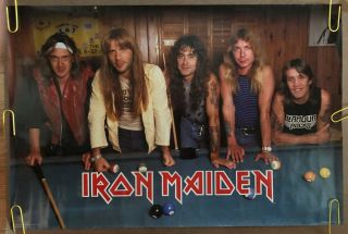 Vintage Poster Iron Maiden 80s Music Memorabilia Pinup Pool Billiards