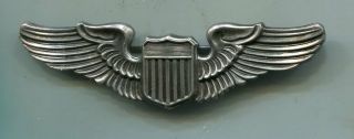 Wwii Usaaf Us Army Air Forces Pilot Wings Sterling Silver Pin Back Ns Meyer 3 "
