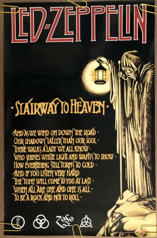 Vintage Poster Led Zeppelin Stairway To Heaven Rock Music Memorabilia