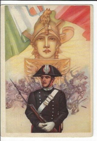 Wwii Italian Art Military Postcard Scuola Centrale Carabinieri Reali Firenze