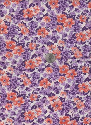 Vintage Feedsack Purple Red Floral Feed Sack Quilt Sewing Fabric 25 " X 25 "