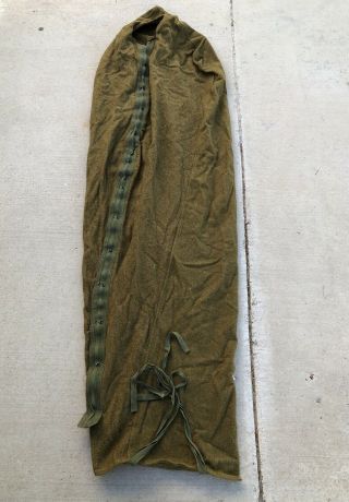 Vintage 40s Wwii Ww2 Date 1945 Olive Wool U.  S Army Military Sleeping Bag