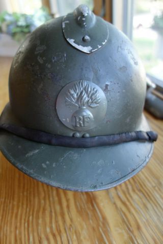 Wwii French Adrian M26 Helmet With Chinstrap And Liner