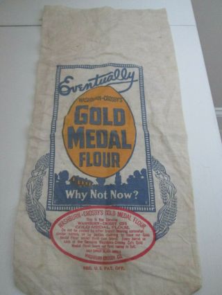 Vintage Washburn Crosby Gold Medal Flour Cloth Bag Sack 7lbs Eventually