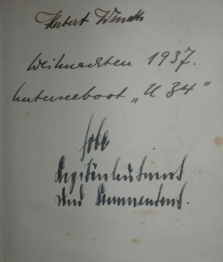 Wwi Submarine Book Signed 1937 By German Wwii Sub - Commander Ernst Sobe