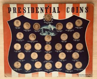 Full Set Of Presidential Coins 1940 Hecker Products Corp.  Complete On Card