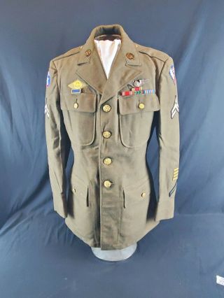 Ww2 9th Af Double Patched With Laundry Number And Battle Stars Sterling Wings