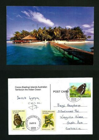 Cocos Keeling Postcard Butterfly Stamp Cocos Keeling