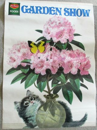 Del Monte Canned Foods Garden Show 1970 Poster W Cat & Butterfly