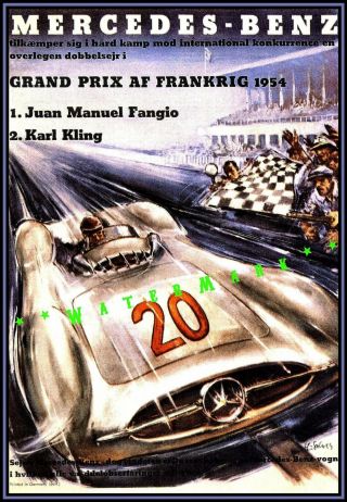 Mercedes Benz Grand Prix Races Vintage Poster Print German Car Advertisement