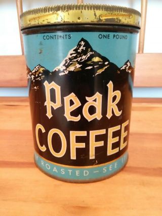 Vintage 1 Lb Peak Coffee Tin - Chicago,  Illinois - Independant Grocers Alliance