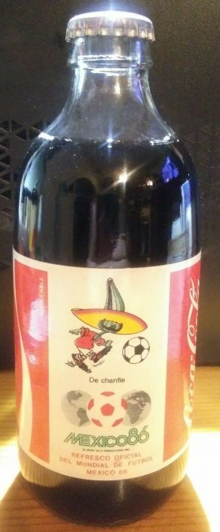 Vintage Coca Cola Coke Bottle Mexico Mundial De Futbol Soccer 1986