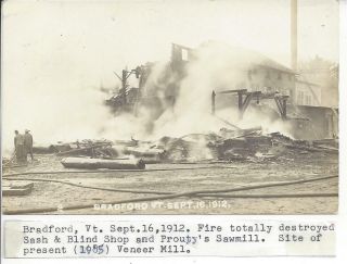 Bradford,  Vt.  Sept.  16,  1912,  Real Photo,  Ruins Of Sash & Blind Shop,  Prouty 