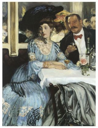 Chez Mouquin 1905 Glackens Famous Classical Great Art Painting Poster Print